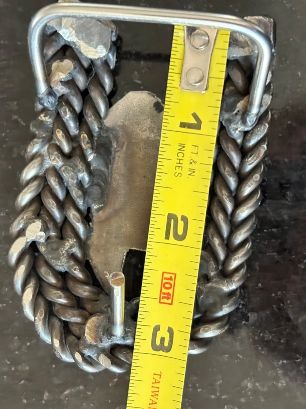 🤠 Handcrafted Artisan Texas State Chain Link Belt Buckle • Silver Tone